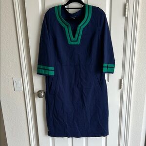 Land’s End Navy Dress with Green Trim in 18W